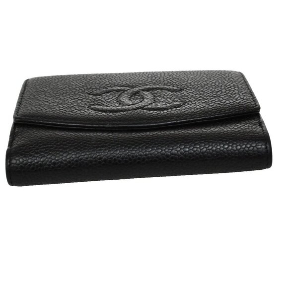 CHANEL CC Logo Bifold Compact Wallet Grained Calfskin Leather Black - Picture 6 of 14